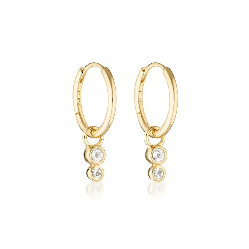 Duo Huggie Hoop Earrings | White Topaz