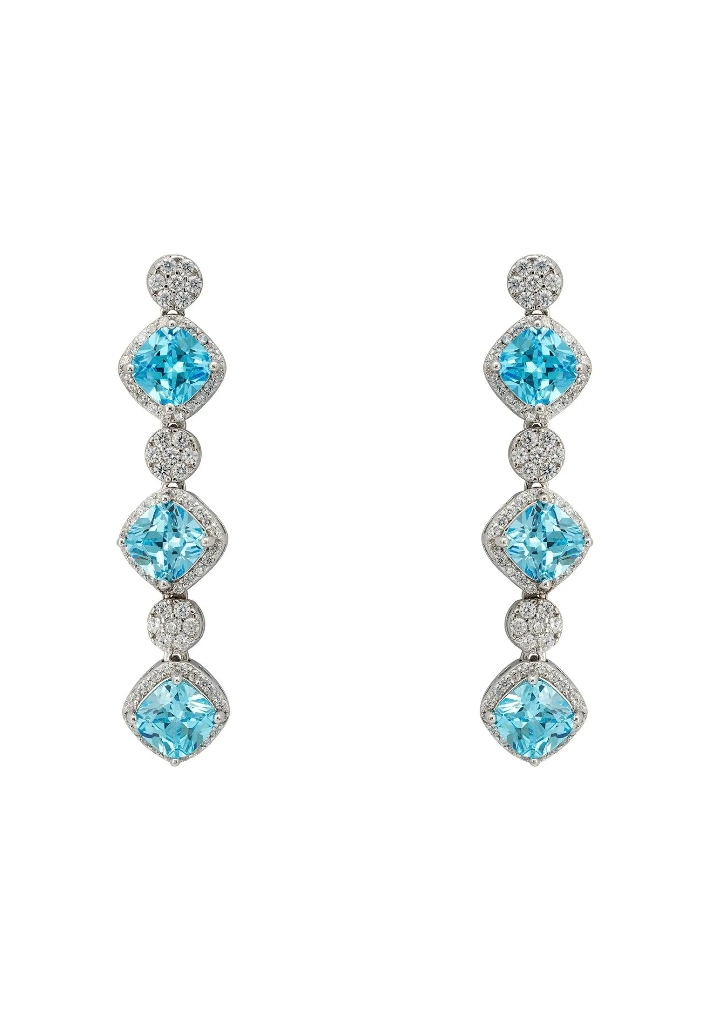 Elena Drop Earrings Blue Topaz Silver
