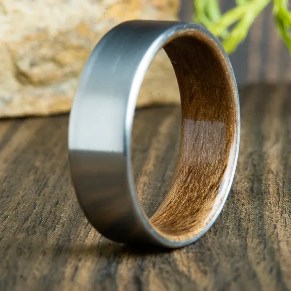 English walnut and titanium ring