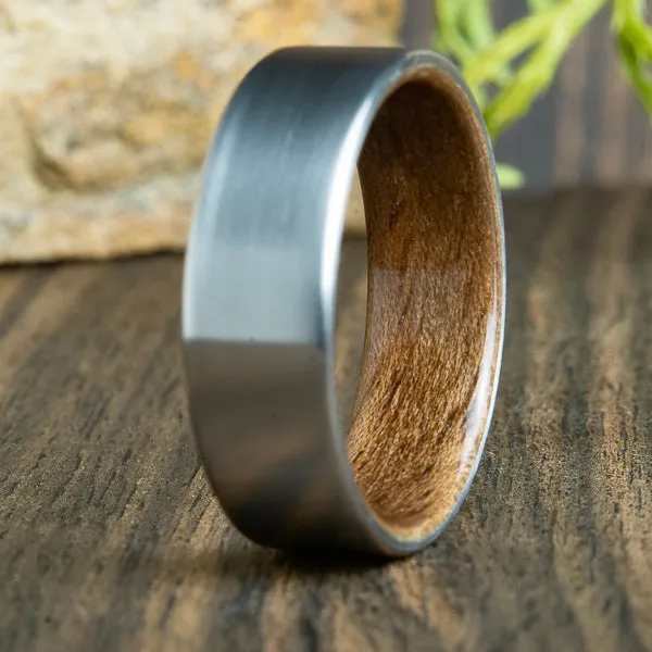 English walnut and titanium ring