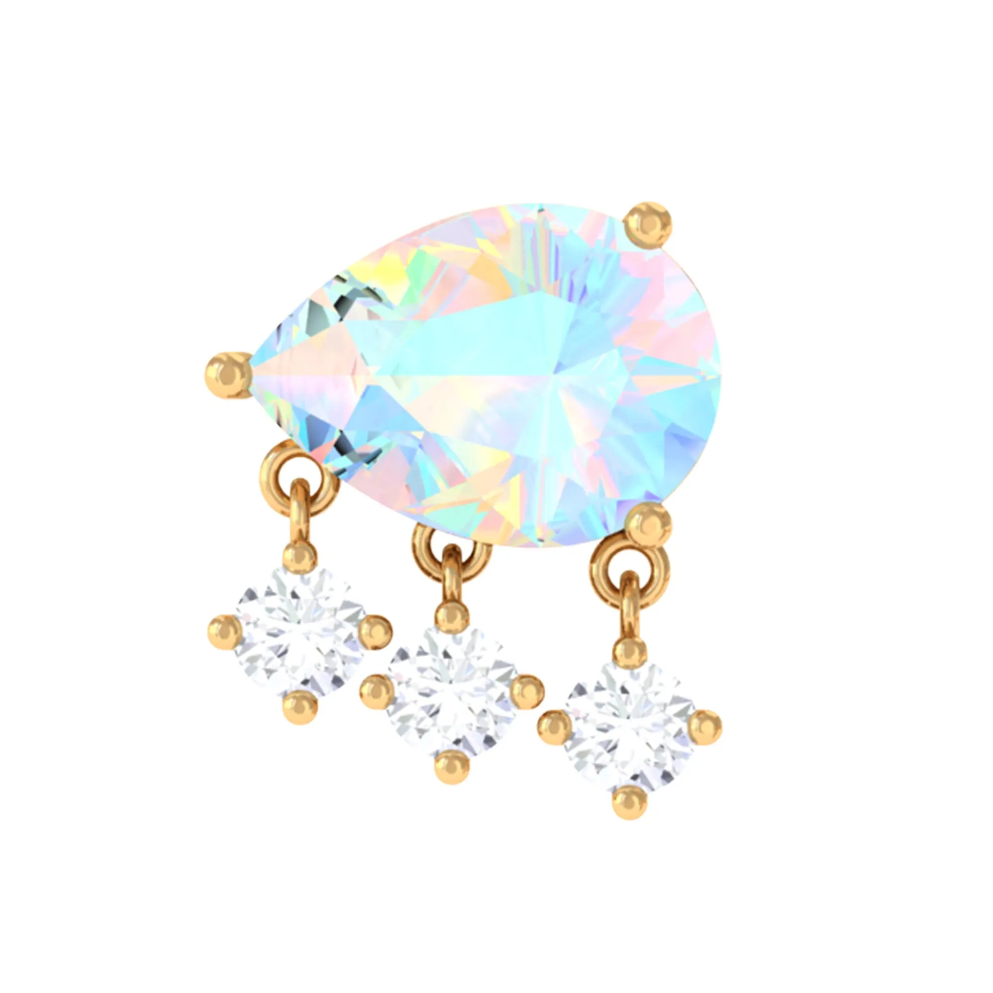 Ethiopian Opal and Moissanite Dangle Helix Earring