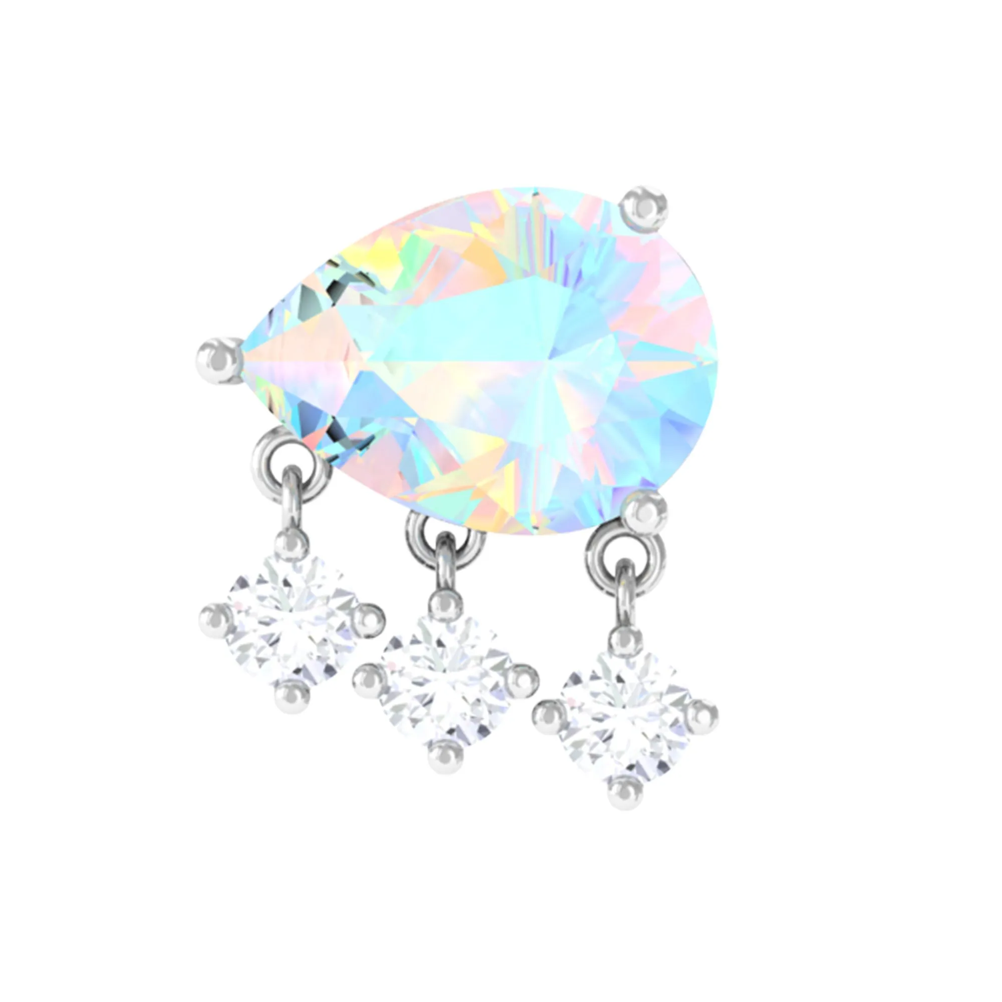 Ethiopian Opal and Moissanite Dangle Helix Earring