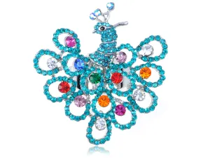 Exotic Wild Bird Indicolite Bright Blue Peacock Tail Ring