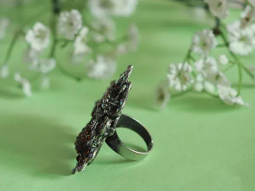 Exotic Wild Bird Indicolite Bright Blue Peacock Tail Ring