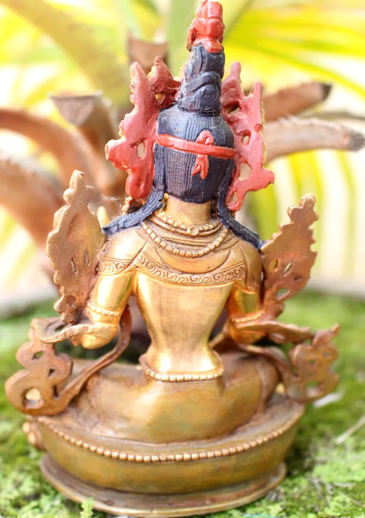 Exquisite Gold Plated Green Tara Statue 6"