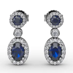 Fana 14k White Gold Set the Scene Sapphire and Diamond Dangle Earrings