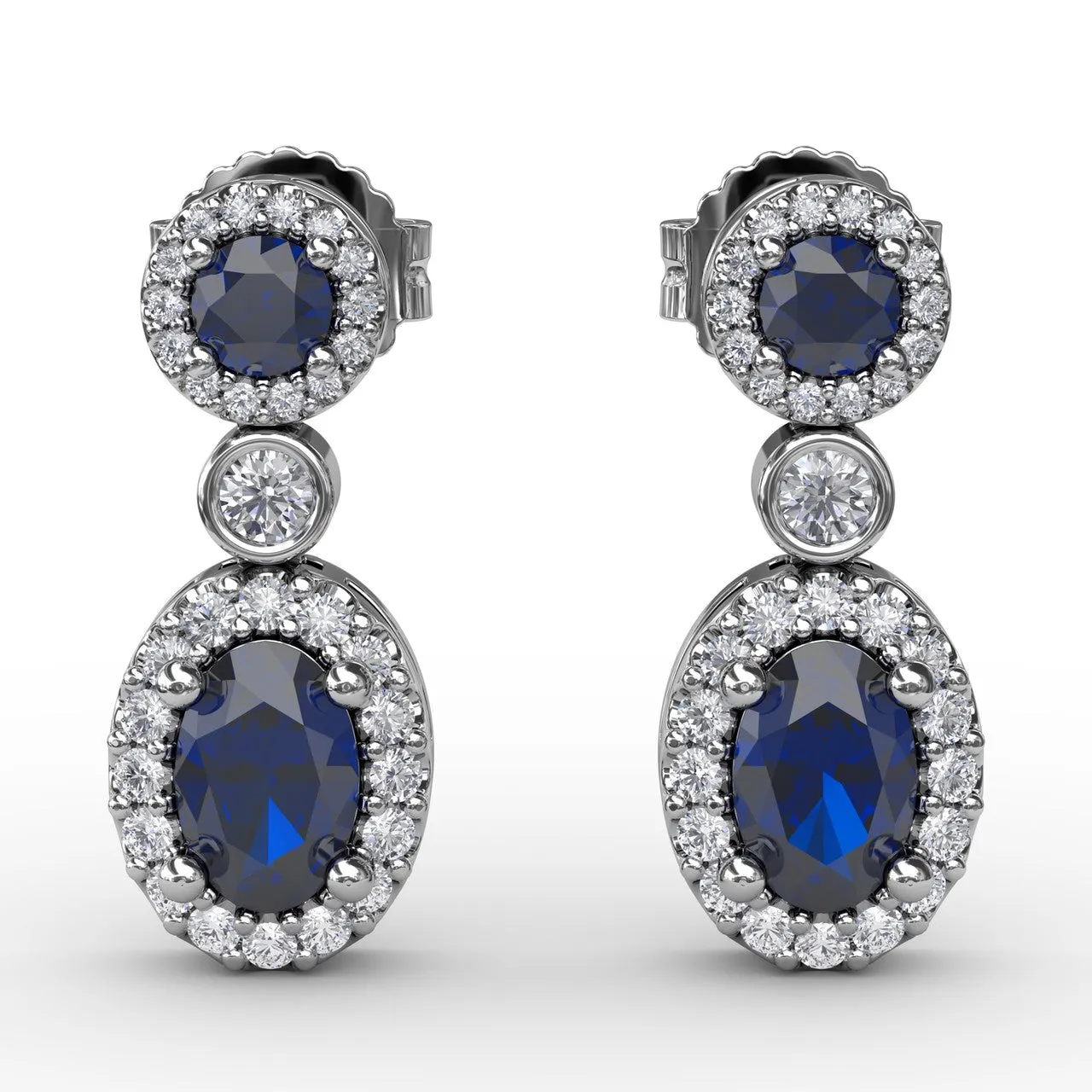 Fana 14k White Gold Set the Scene Sapphire and Diamond Dangle Earrings