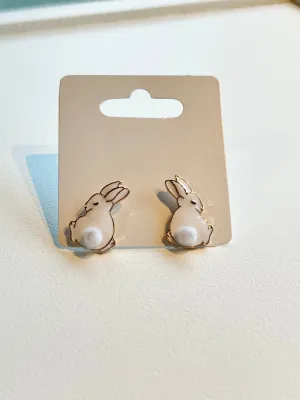 Fluffy Bunny Stud Earrings