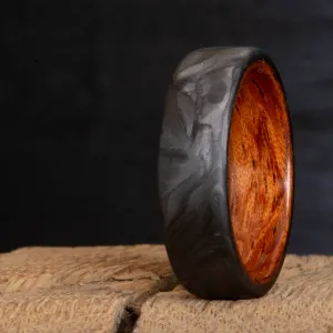 Forged carbon fiber ring with Bubinga wood