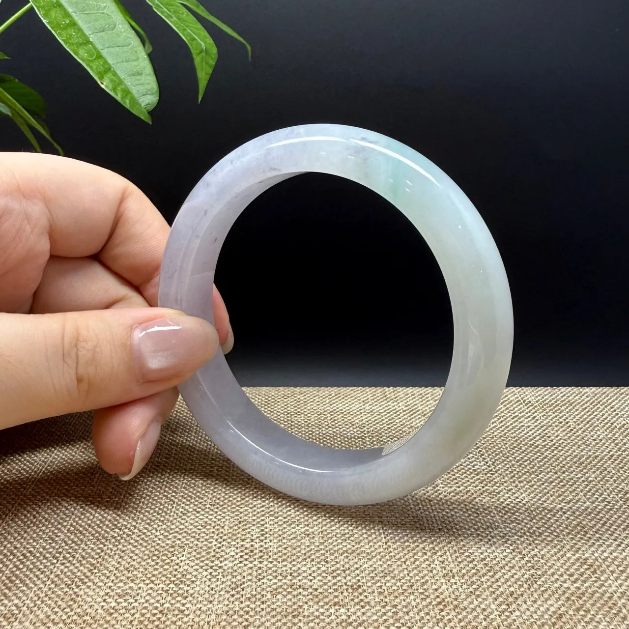 Genuine Burmese Icy Lavender Green Jade Jadeite Bangle Bracelet ( 58.1mm )