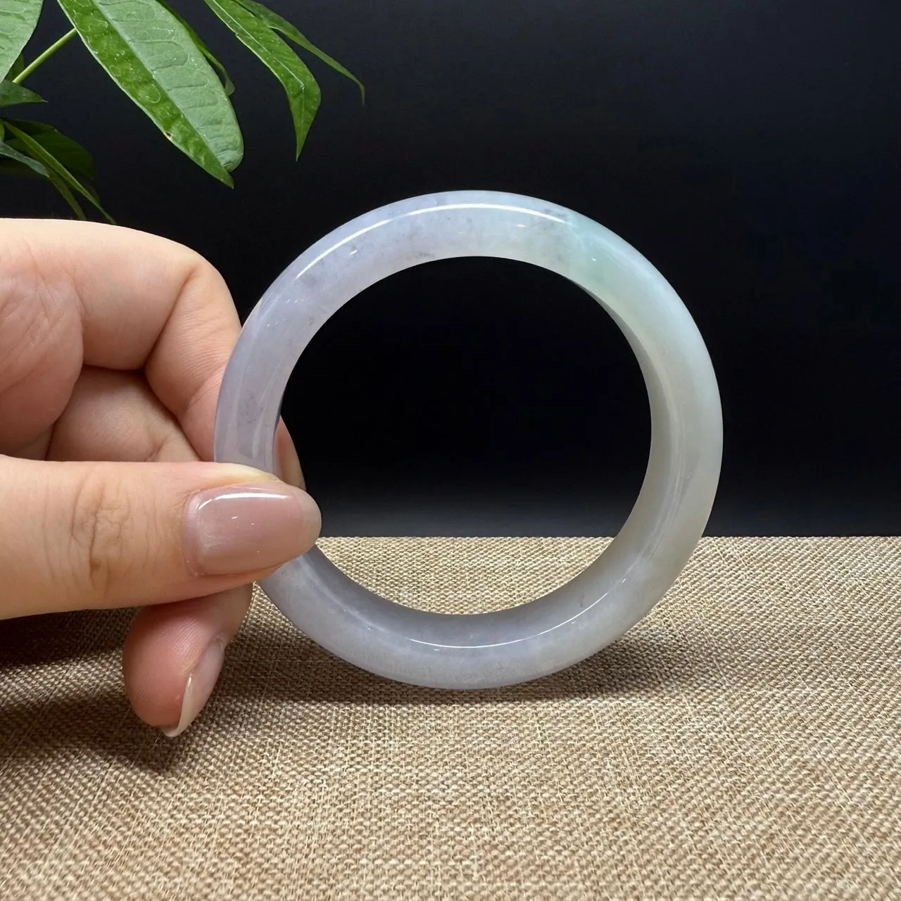 Genuine Burmese Icy Lavender Green Jade Jadeite Bangle Bracelet ( 58.1mm )