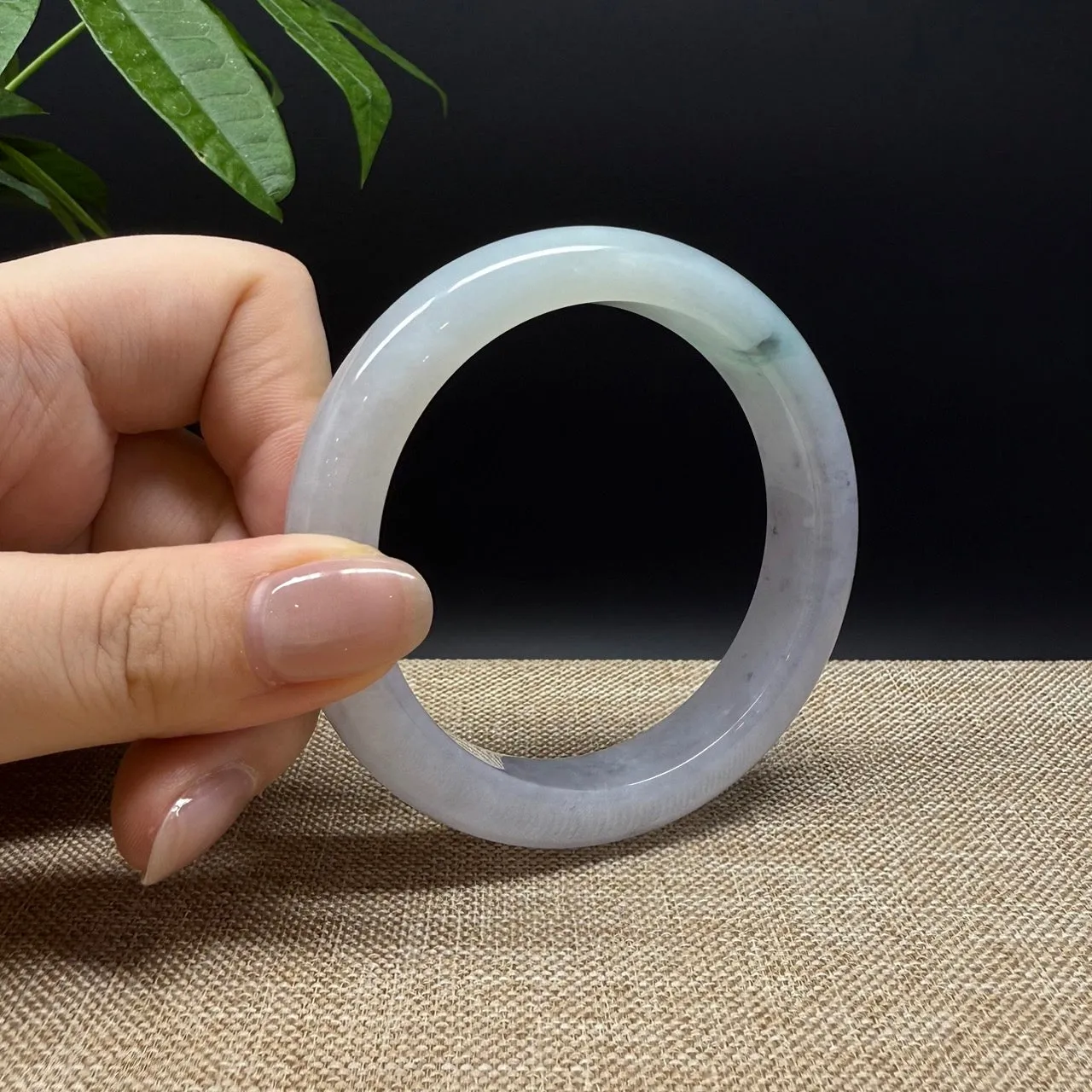 Genuine Burmese Icy Lavender Green Jade Jadeite Bangle Bracelet ( 58.1mm )