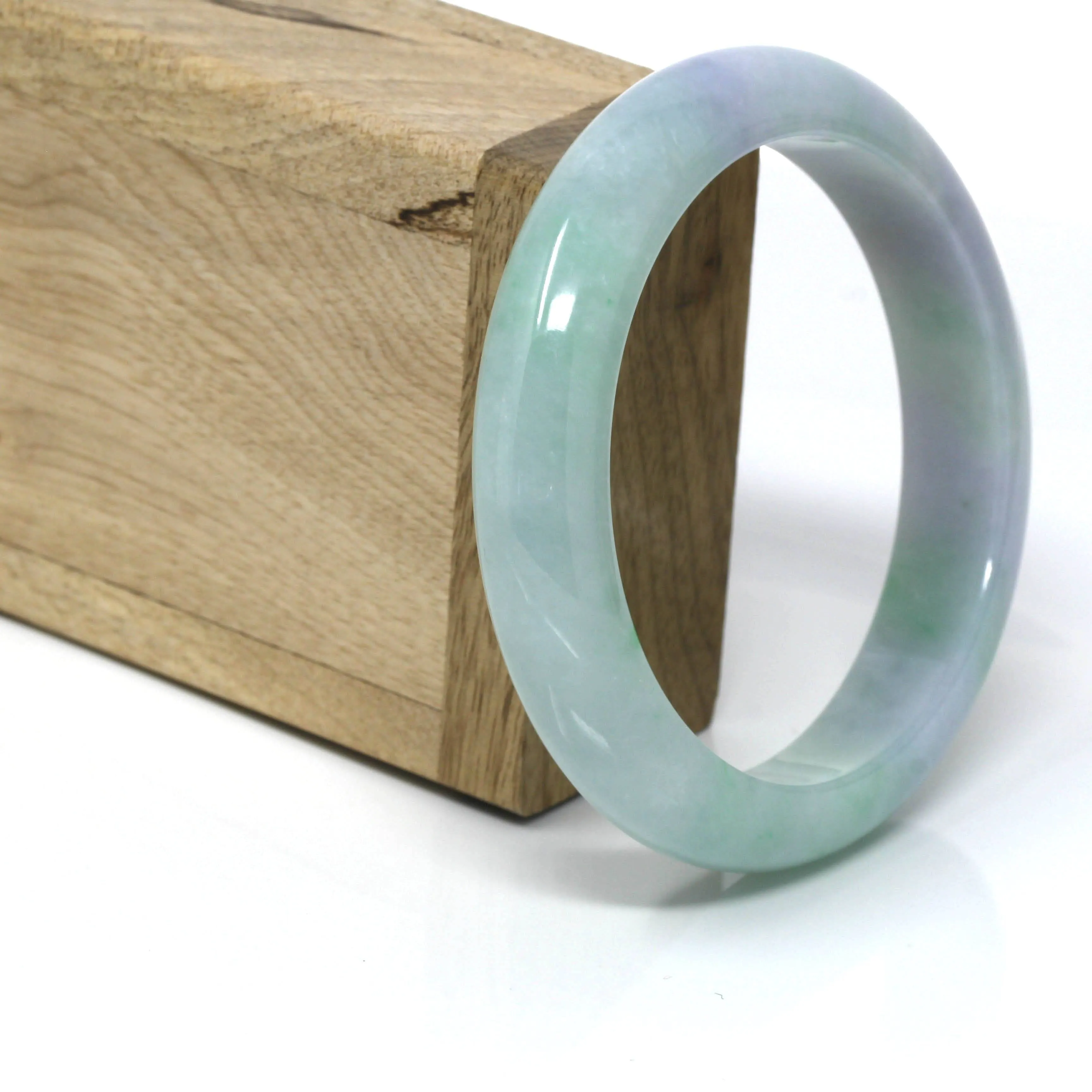 Genuine Burmese Lavender-Green Jadeite Jade Bangle Bracelet ( 61.8 mm ) #108