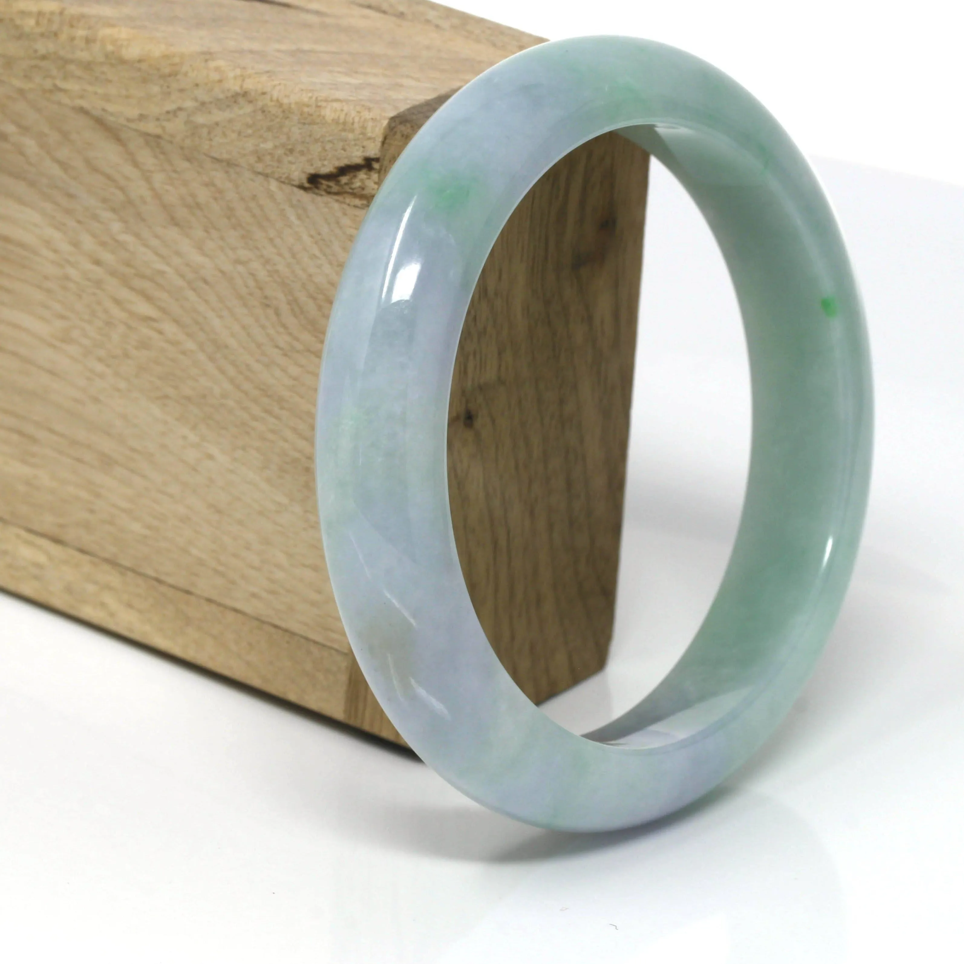 Genuine Burmese Lavender-Green Jadeite Jade Bangle Bracelet ( 61.8 mm ) #108