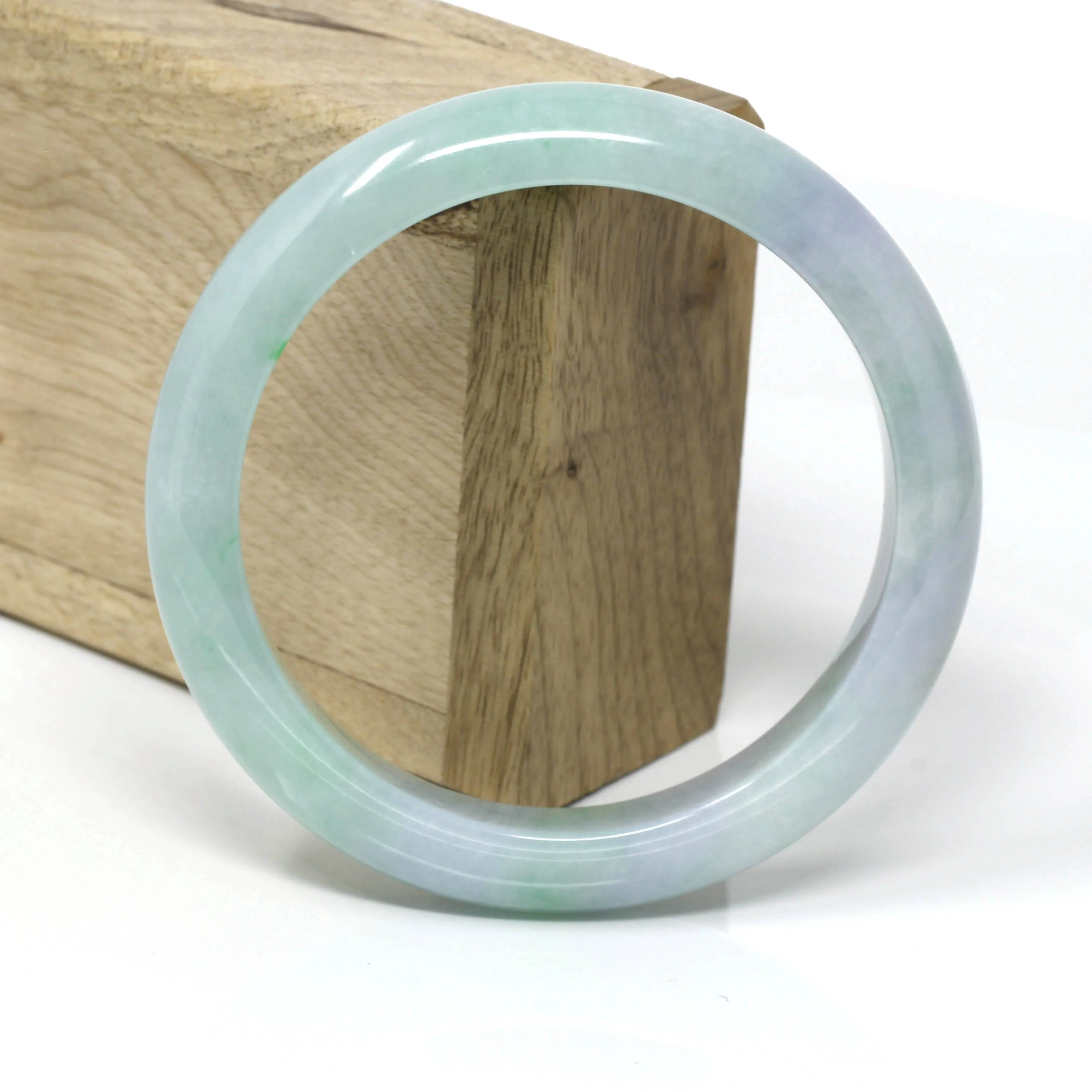 Genuine Burmese Lavender-Green Jadeite Jade Bangle Bracelet ( 61.8 mm ) #108