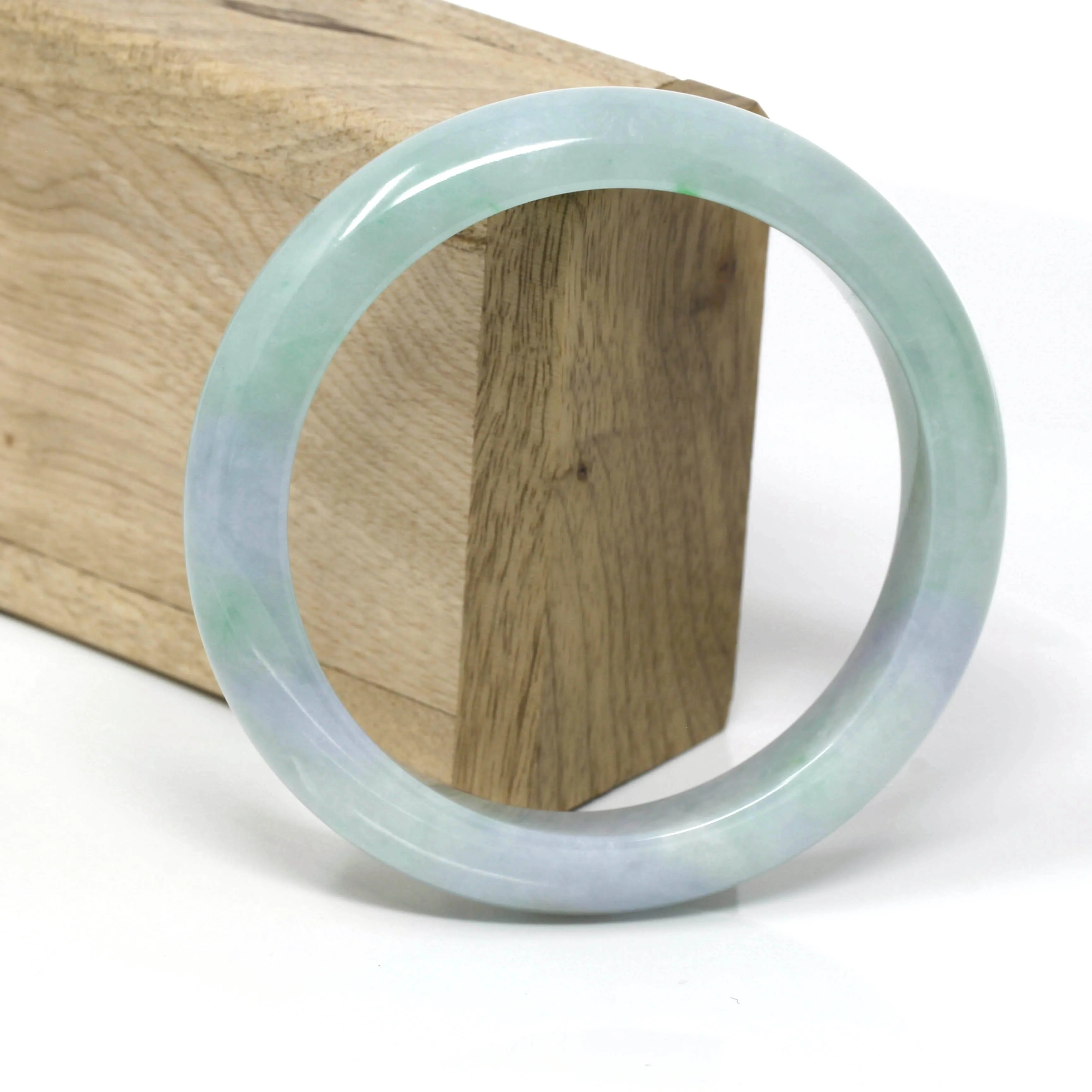Genuine Burmese Lavender-Green Jadeite Jade Bangle Bracelet ( 61.8 mm ) #108