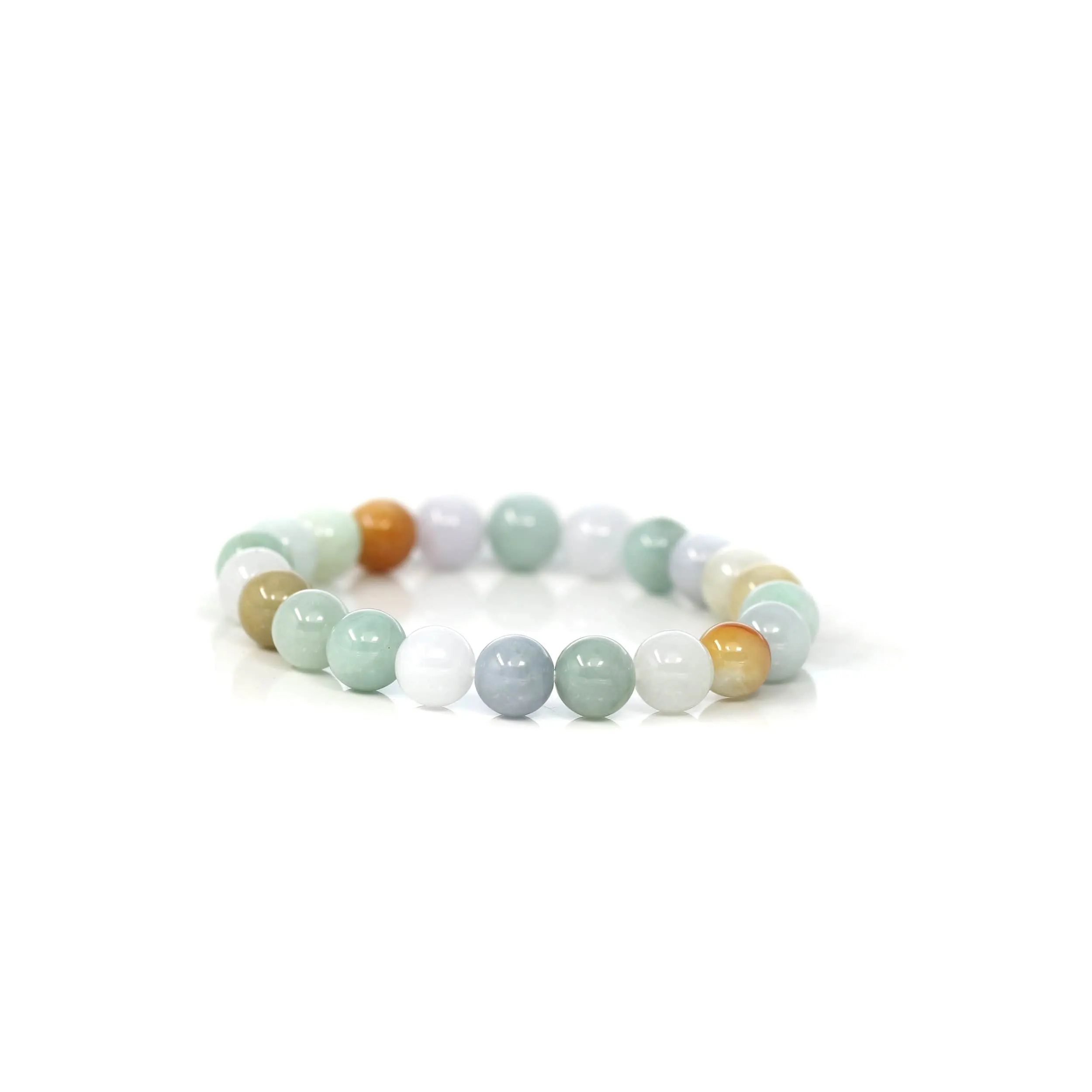 Genuine Jadeite Jade Round Multiple Colors Beads Bracelet ( 7.8 mm )
