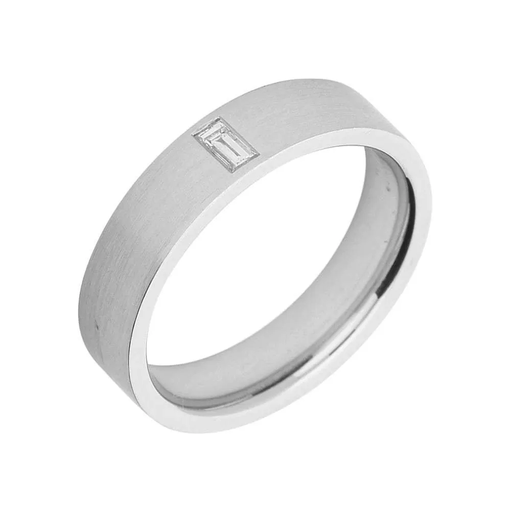 Gerstner Platinum band with baguette cut TWVS 0.12ct diamond size T
