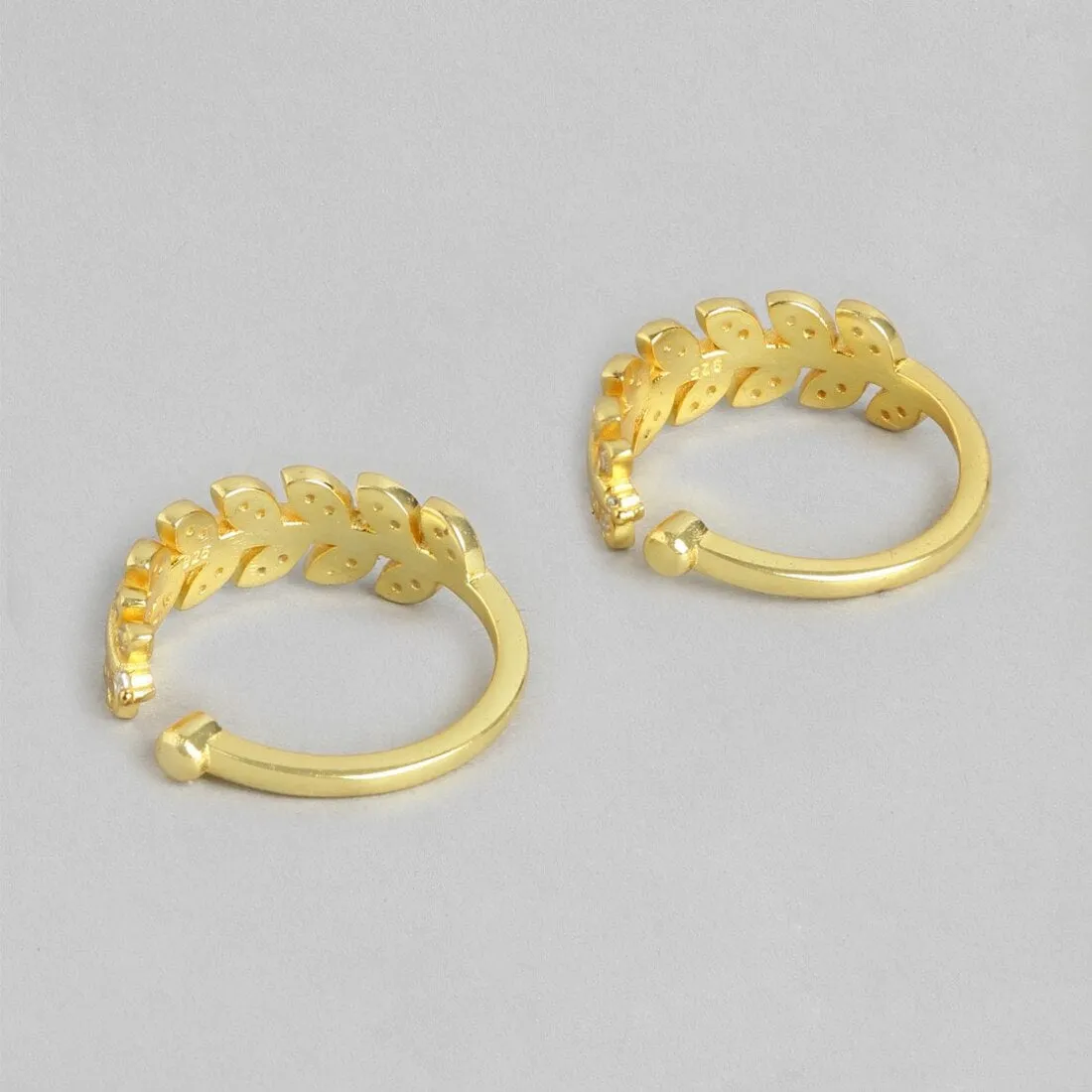 Glamorous Leaf 925 Sterling Silver Gold Plated Toe Ring