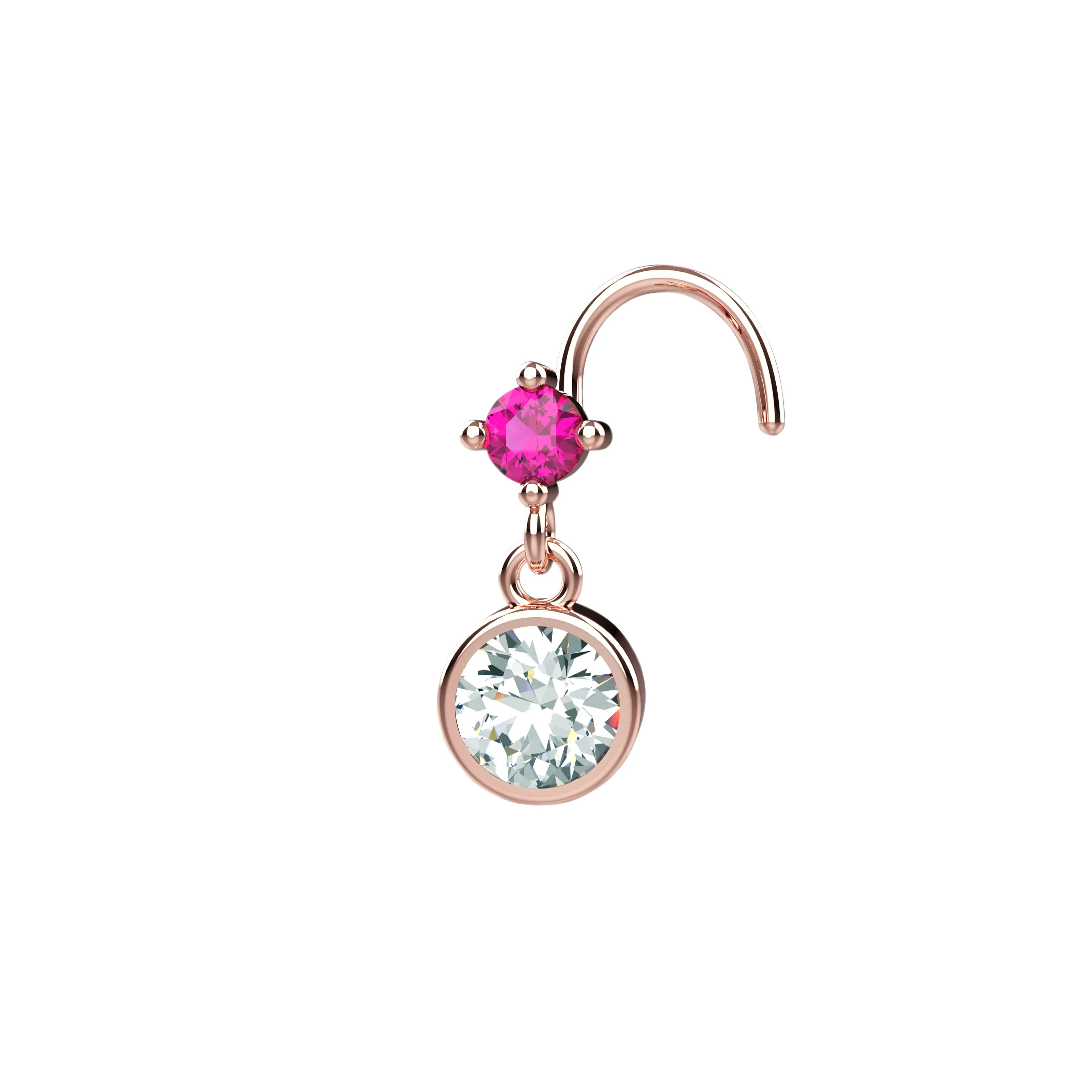Gold Dangle Nose Ring Stud – Delicate Piercing Jewelry for Women