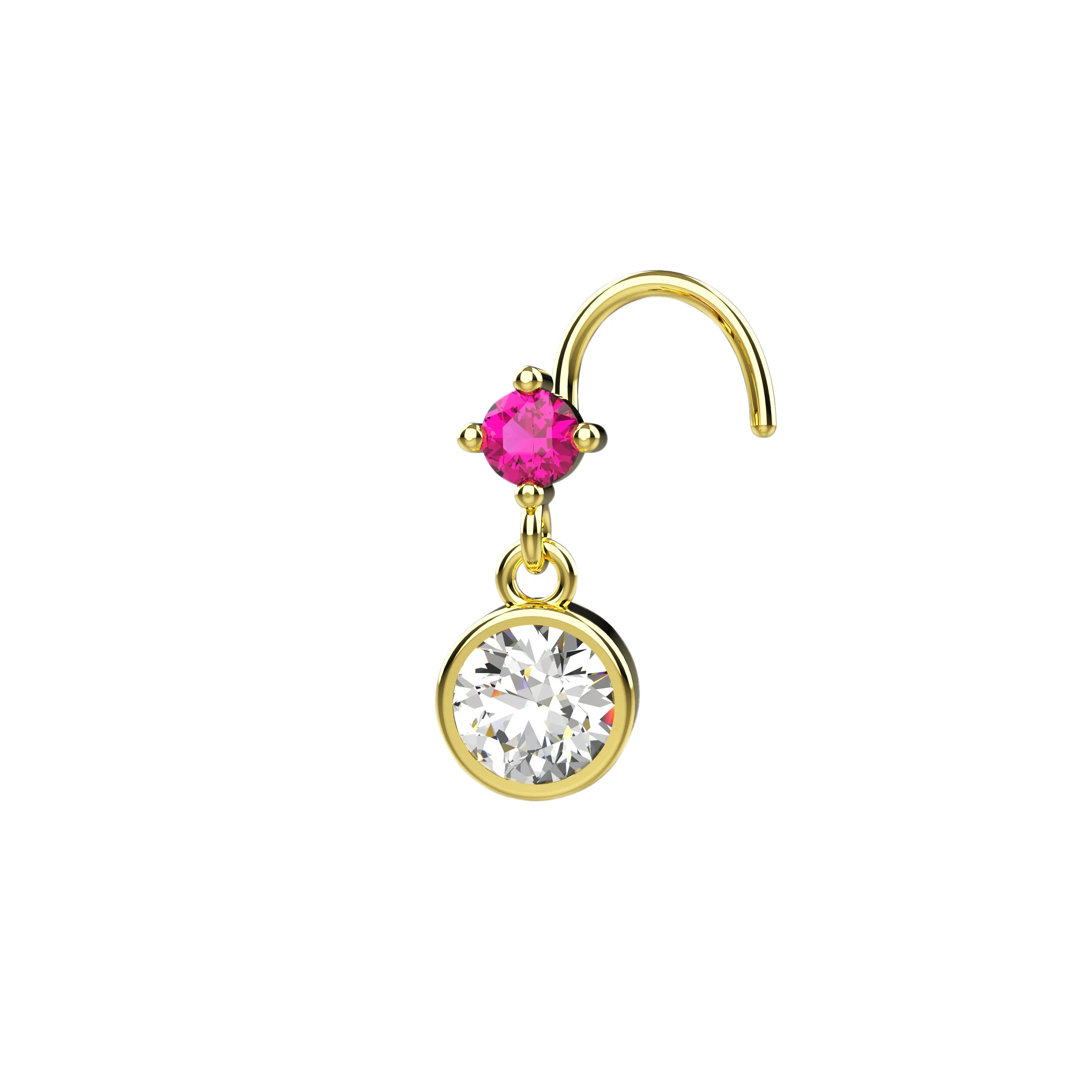 Gold Dangle Nose Ring Stud – Delicate Piercing Jewelry for Women