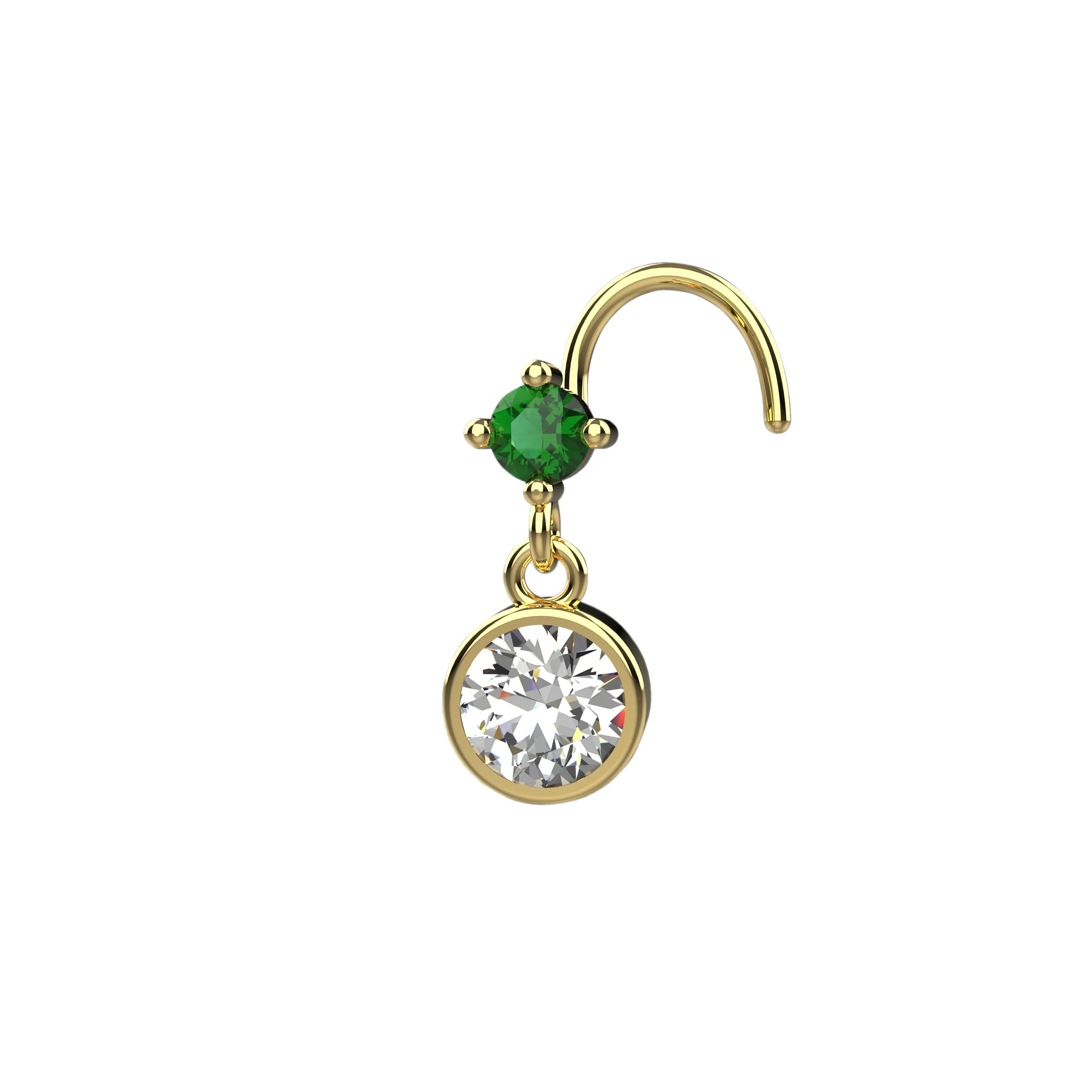 Gold Dangle Nose Ring Stud – Stylish Dangling Nose Piercing Jewelry