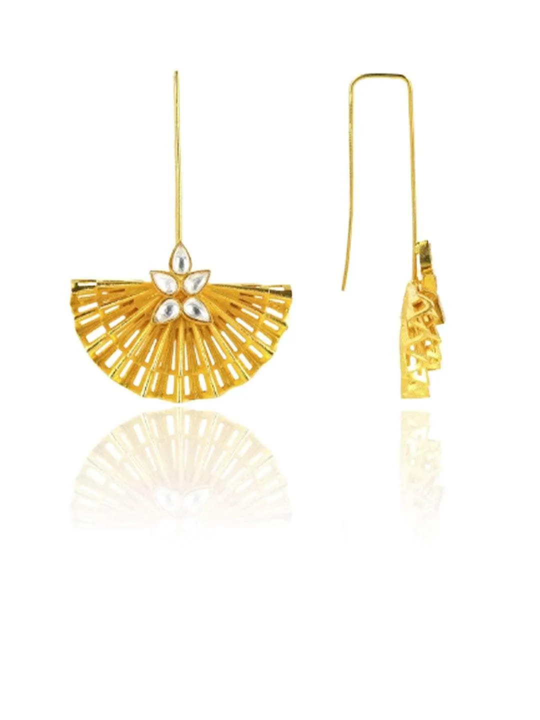 Golden Fan Stripped Hook Earring