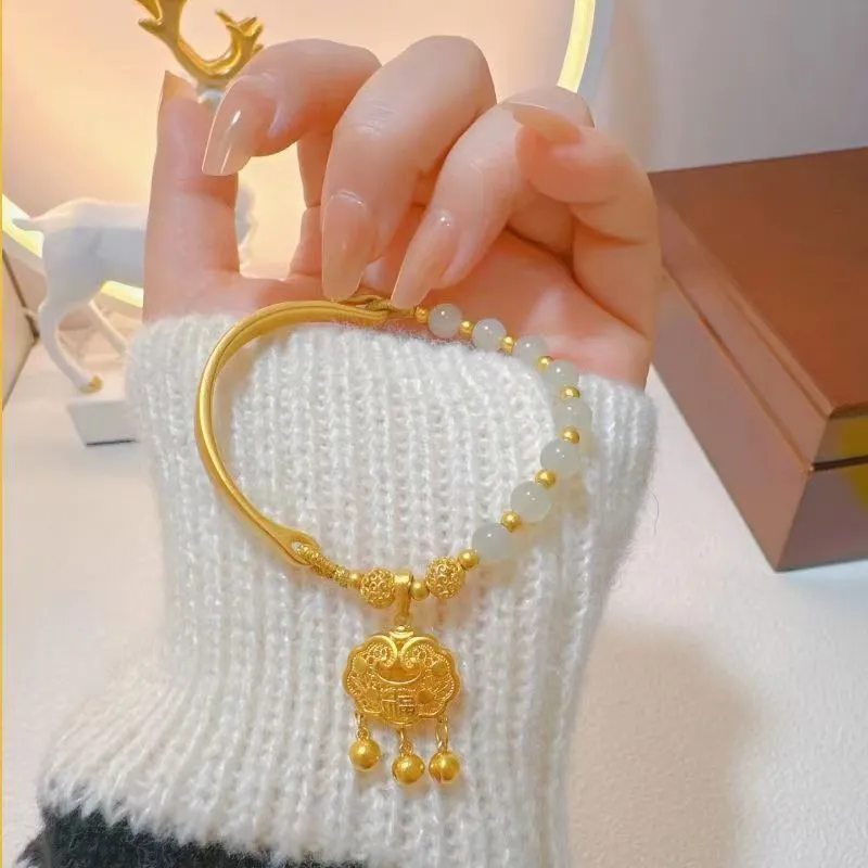 Golden Half Bracelet Hetian Jade