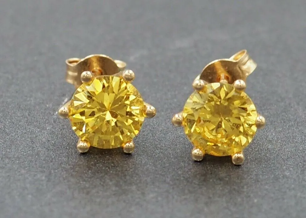 Golden Sapphire 9ct Yellow Gold Stud Earrings