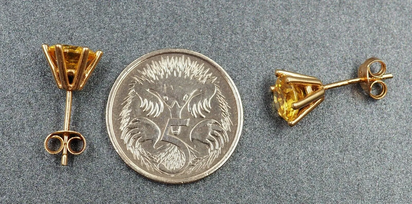 Golden Sapphire 9ct Yellow Gold Stud Earrings