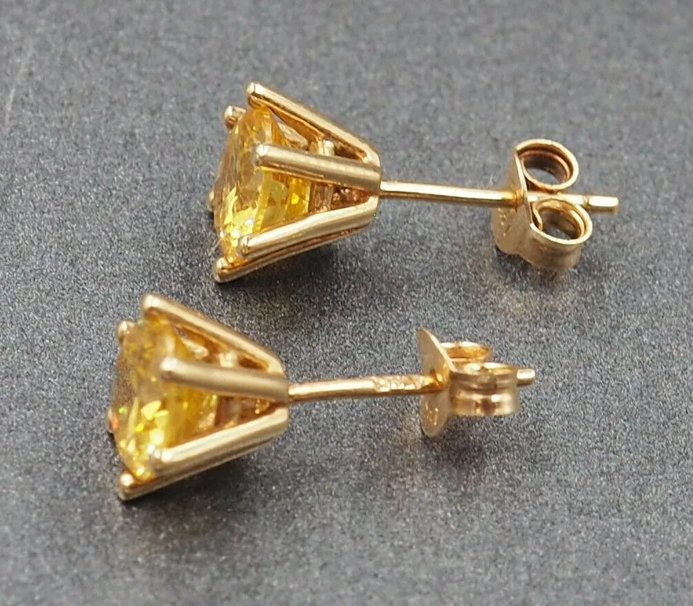 Golden Sapphire 9ct Yellow Gold Stud Earrings