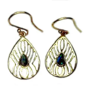 Green Multi colour Boulder Opal Earrings