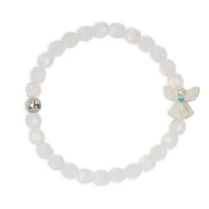 Guardian Angel Stretch Bracelet with White Opal Beads