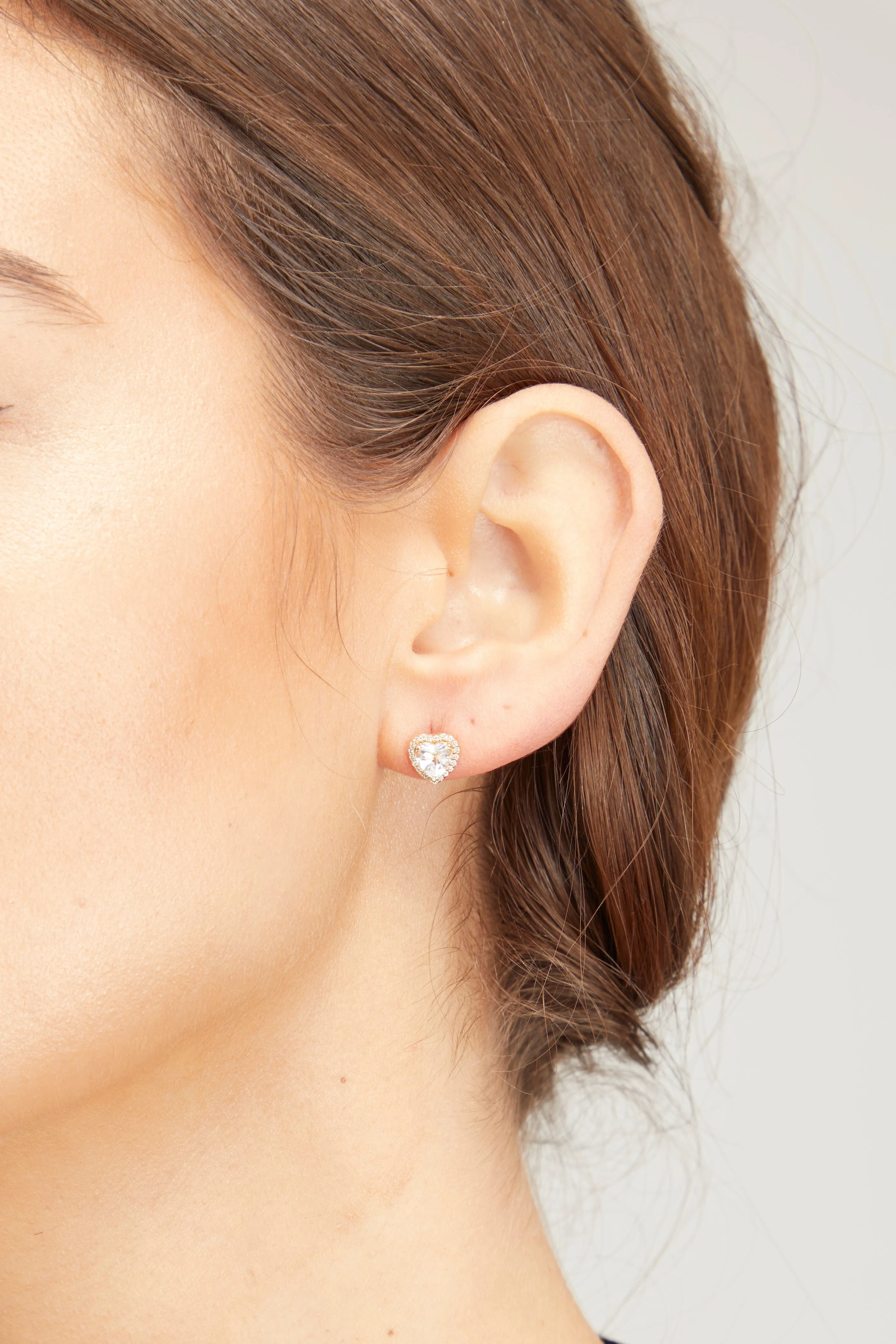 Heart Earrings in White Topaz and Diamond