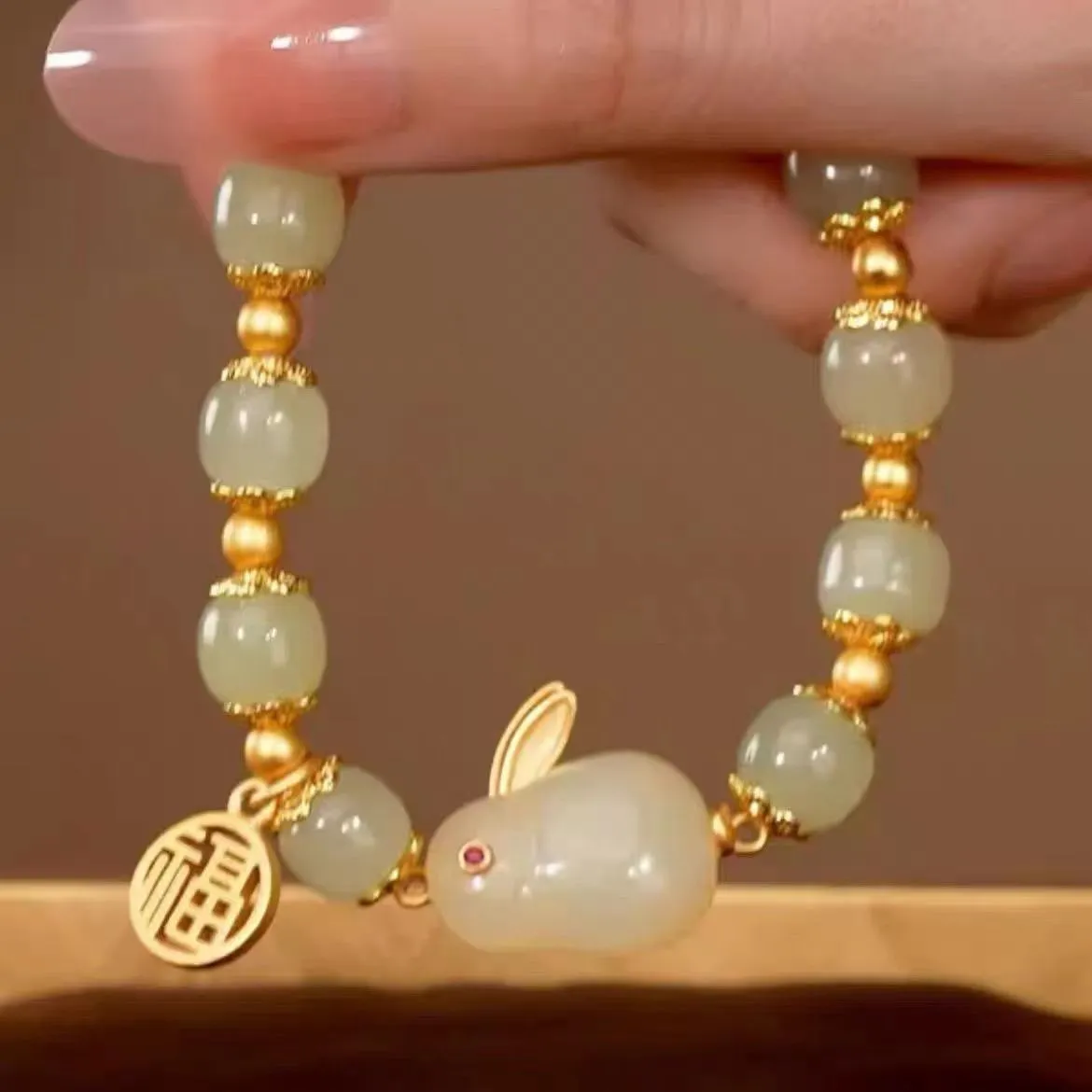 Hetian Rabbit Fu Brand Bracelet For Women