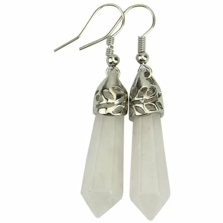 Hexagonal Agate Stone Drop Earrings