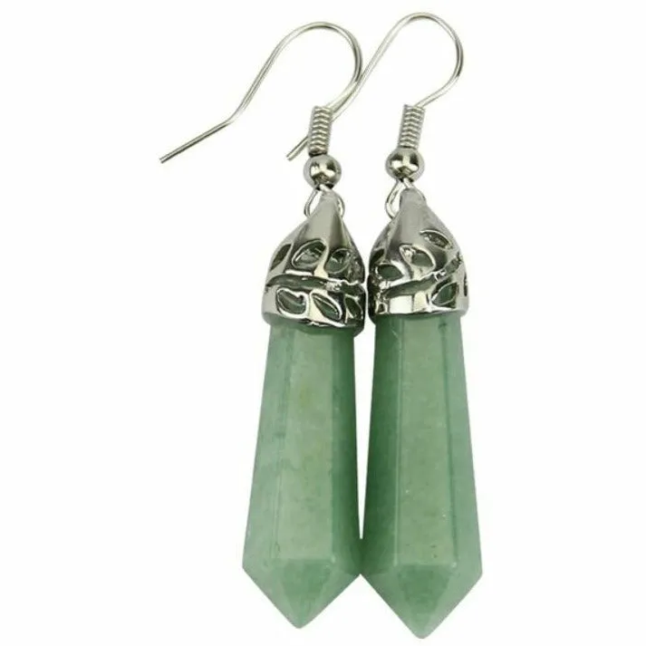 Hexagonal Agate Stone Drop Earrings