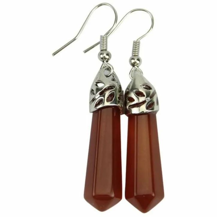 Hexagonal Agate Stone Drop Earrings