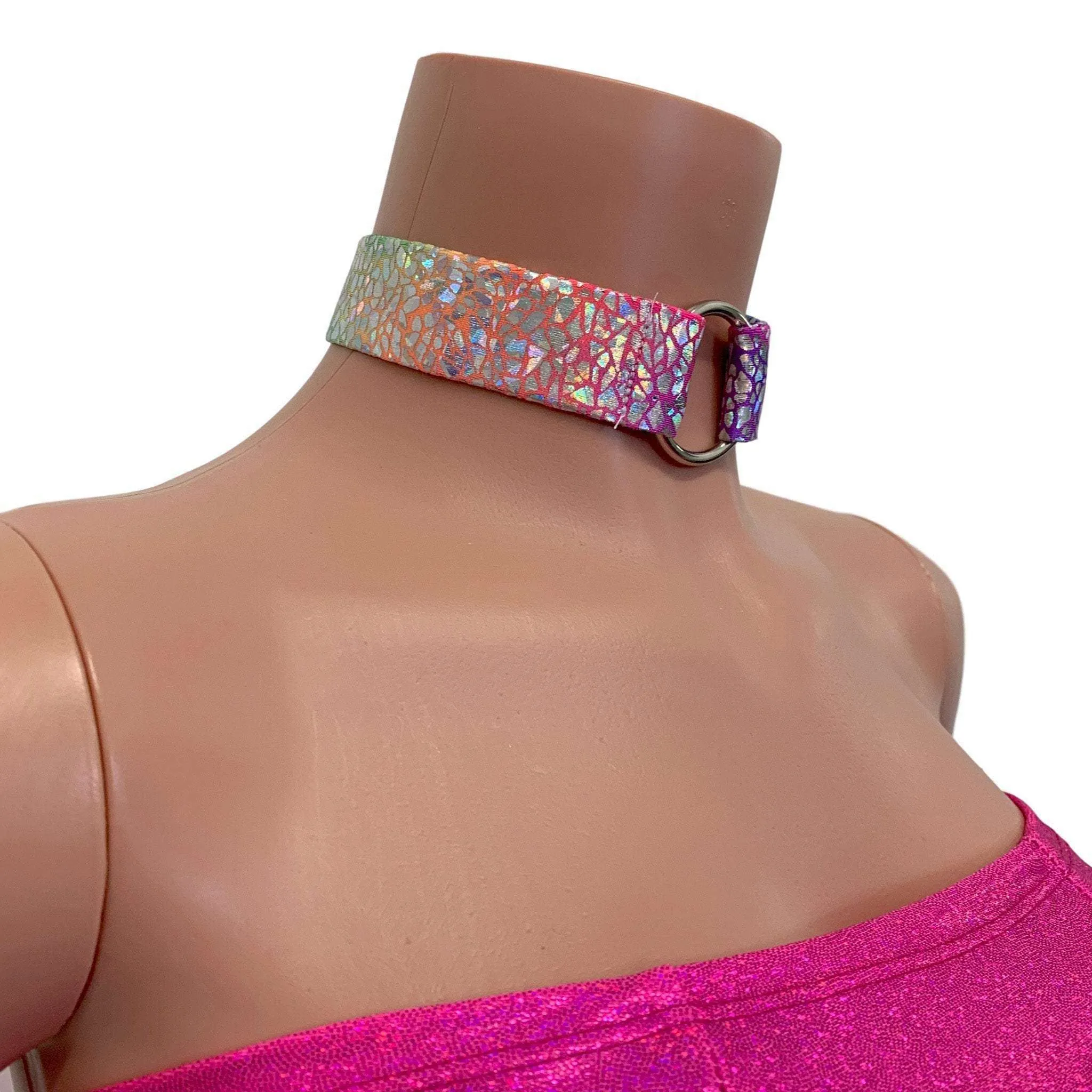 Holographic Ring Choker - Rainbow Avatar