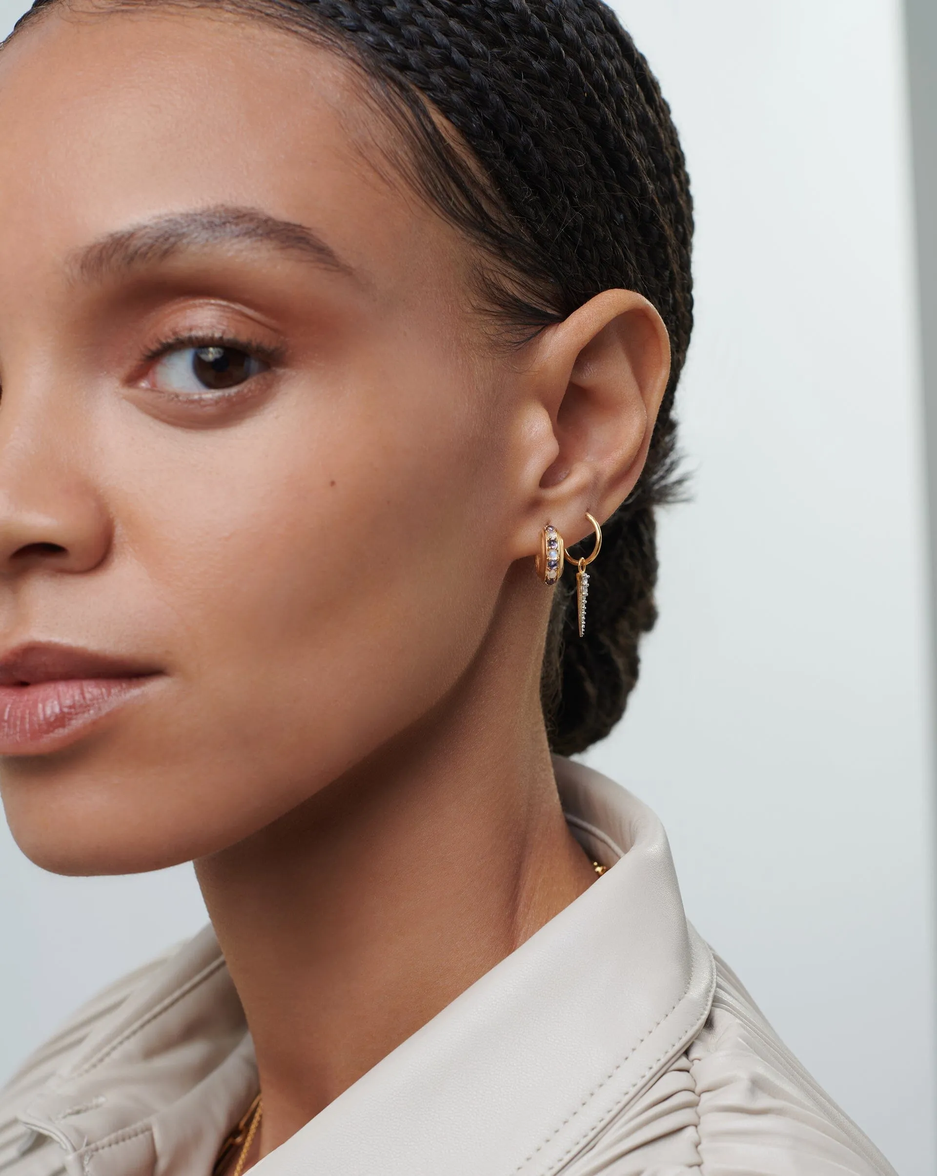 Hot Rox Gemstone Mini Hoop Earrings
