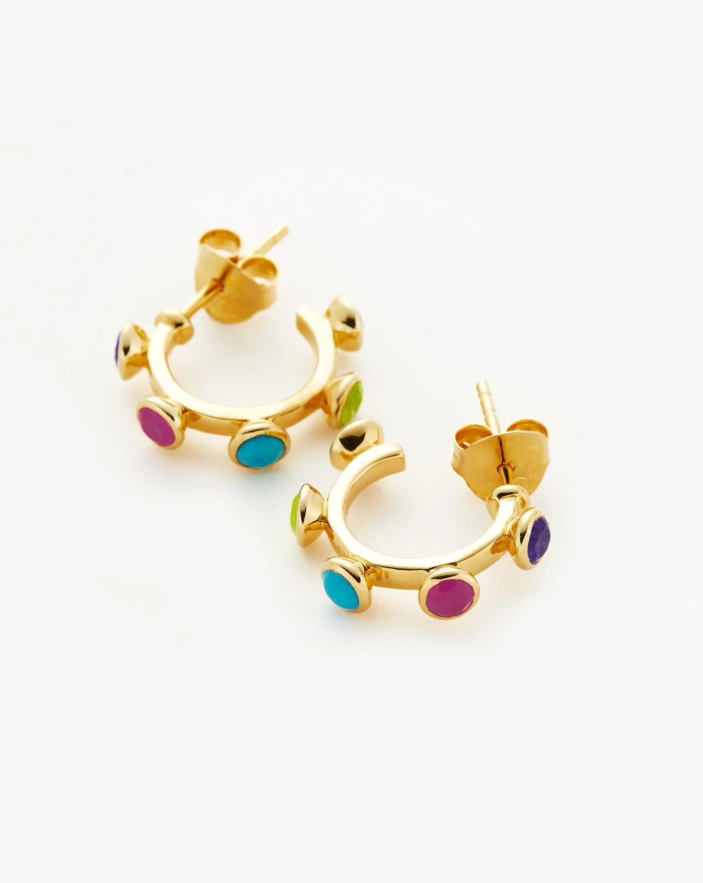 Hot Rox Multi Gemstone Small Hoop Earrings