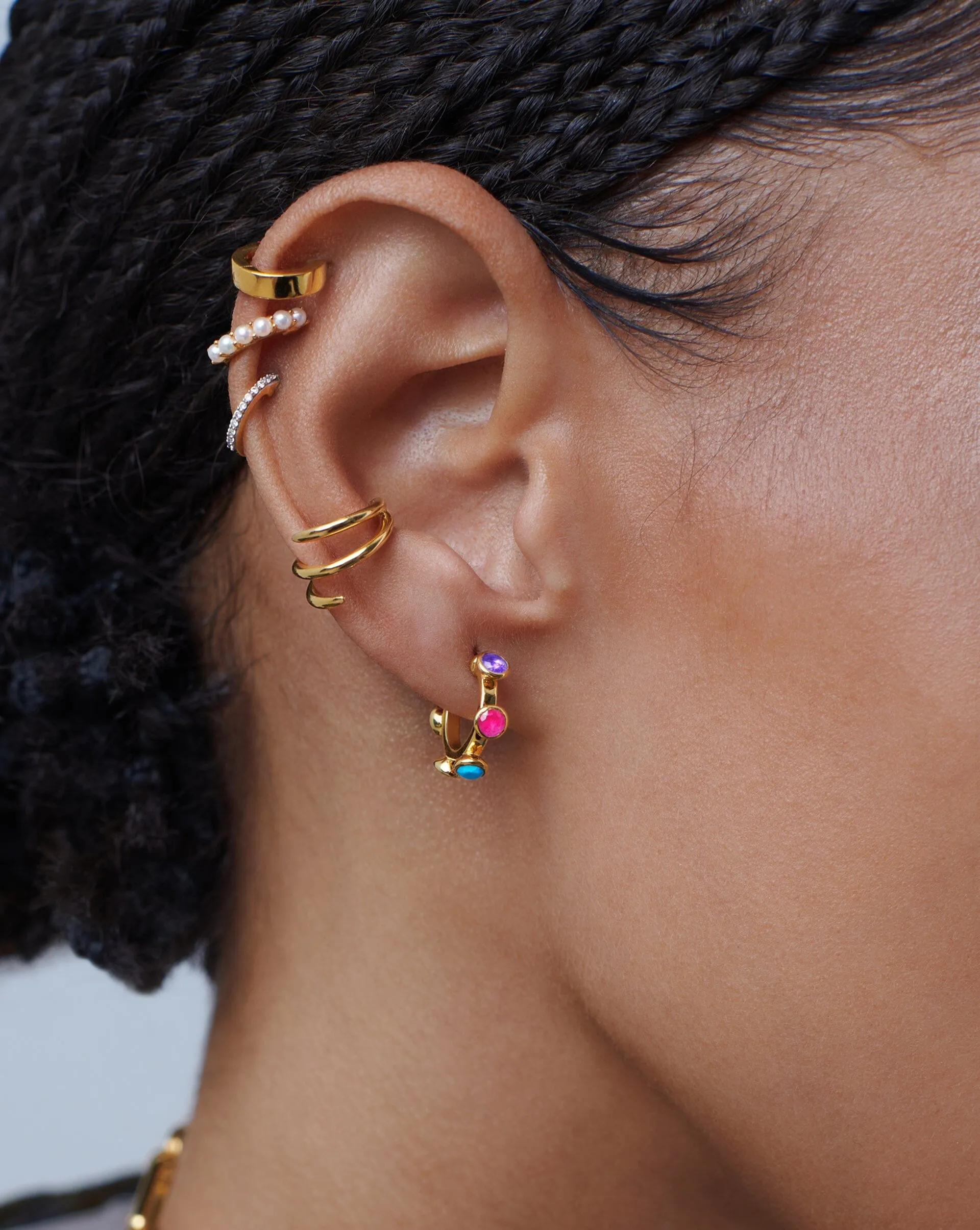 Hot Rox Multi Gemstone Small Hoop Earrings