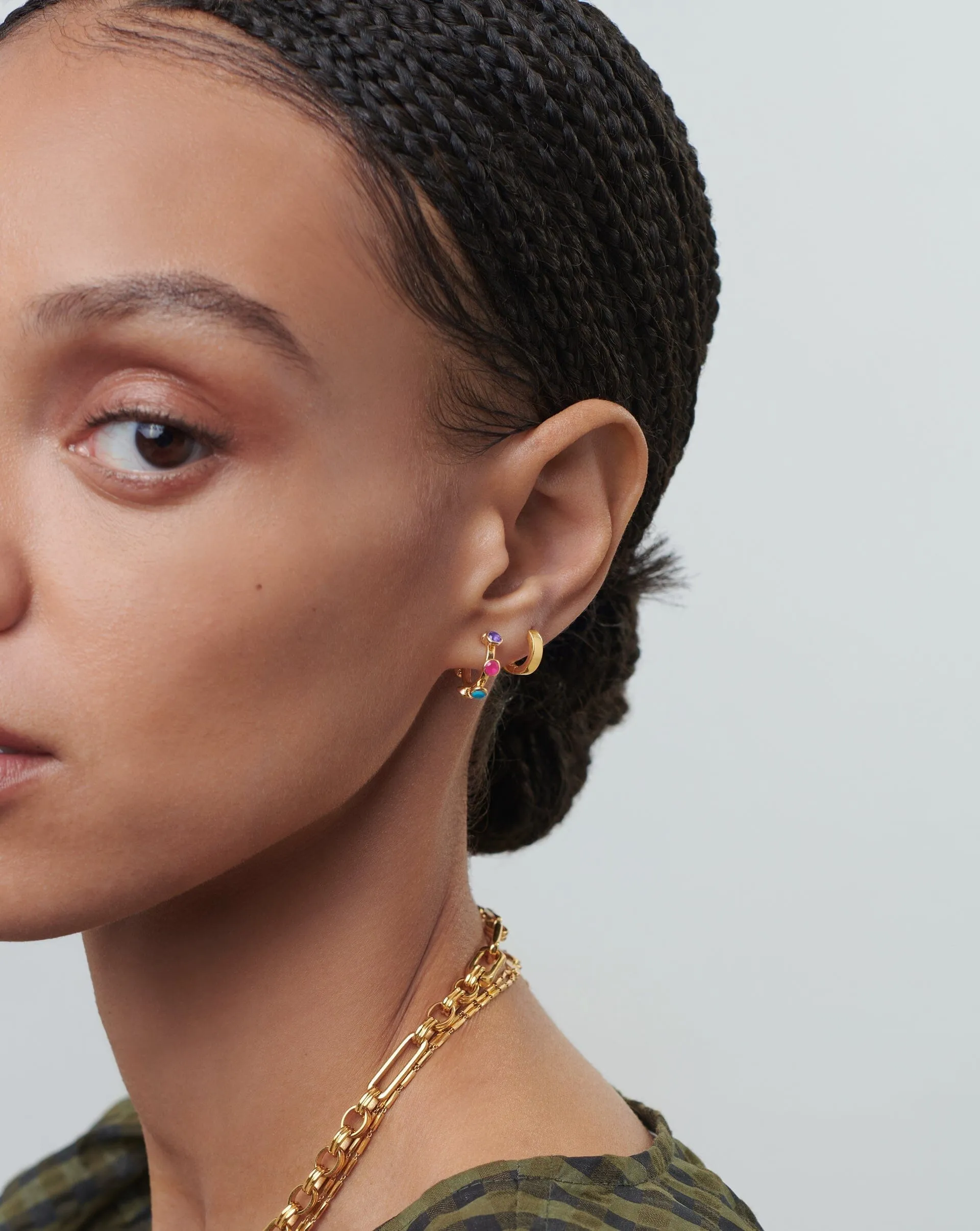 Hot Rox Multi Gemstone Small Hoop Earrings