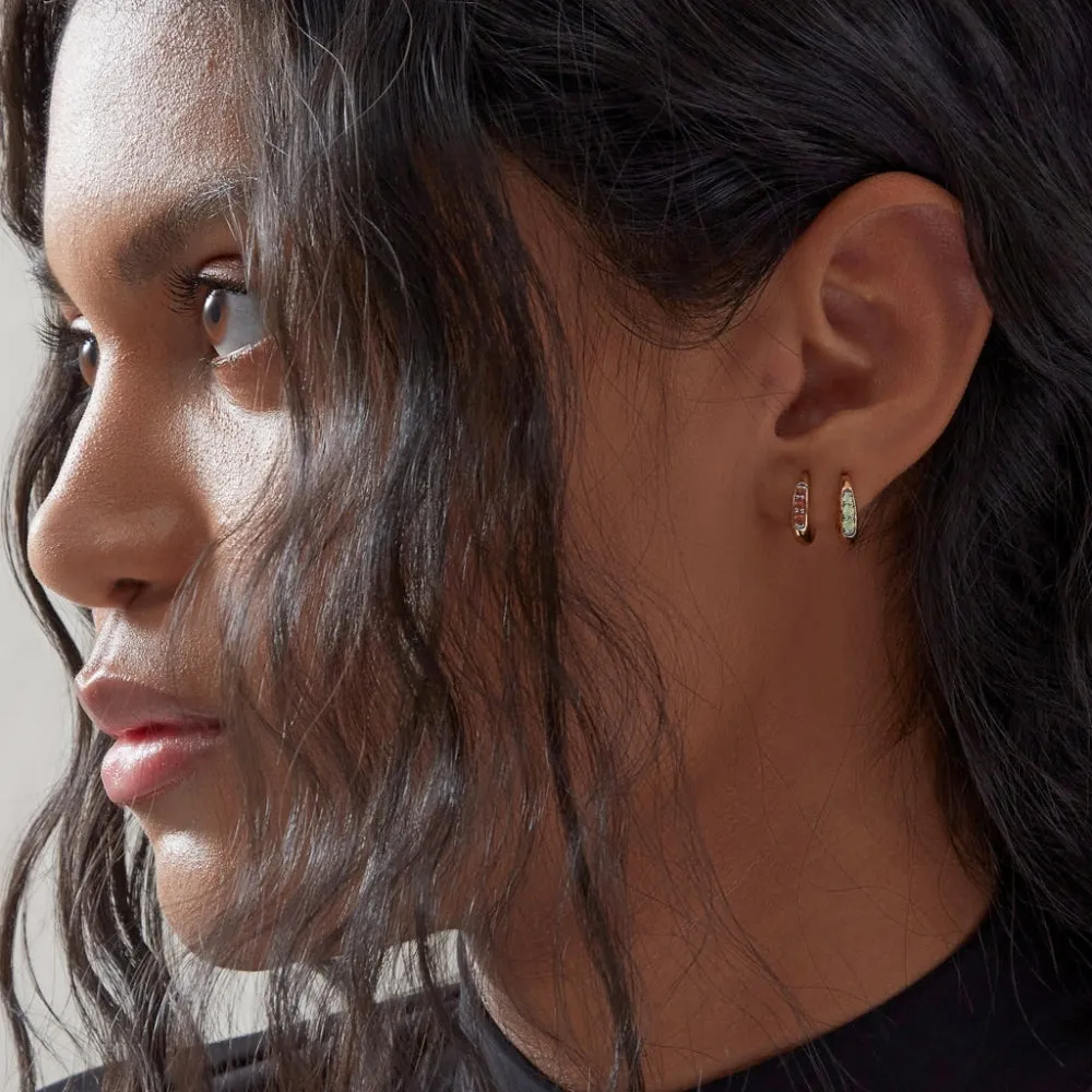 Huggie Hoop Earring - Gold/Moonstone - BIRE3GPRM