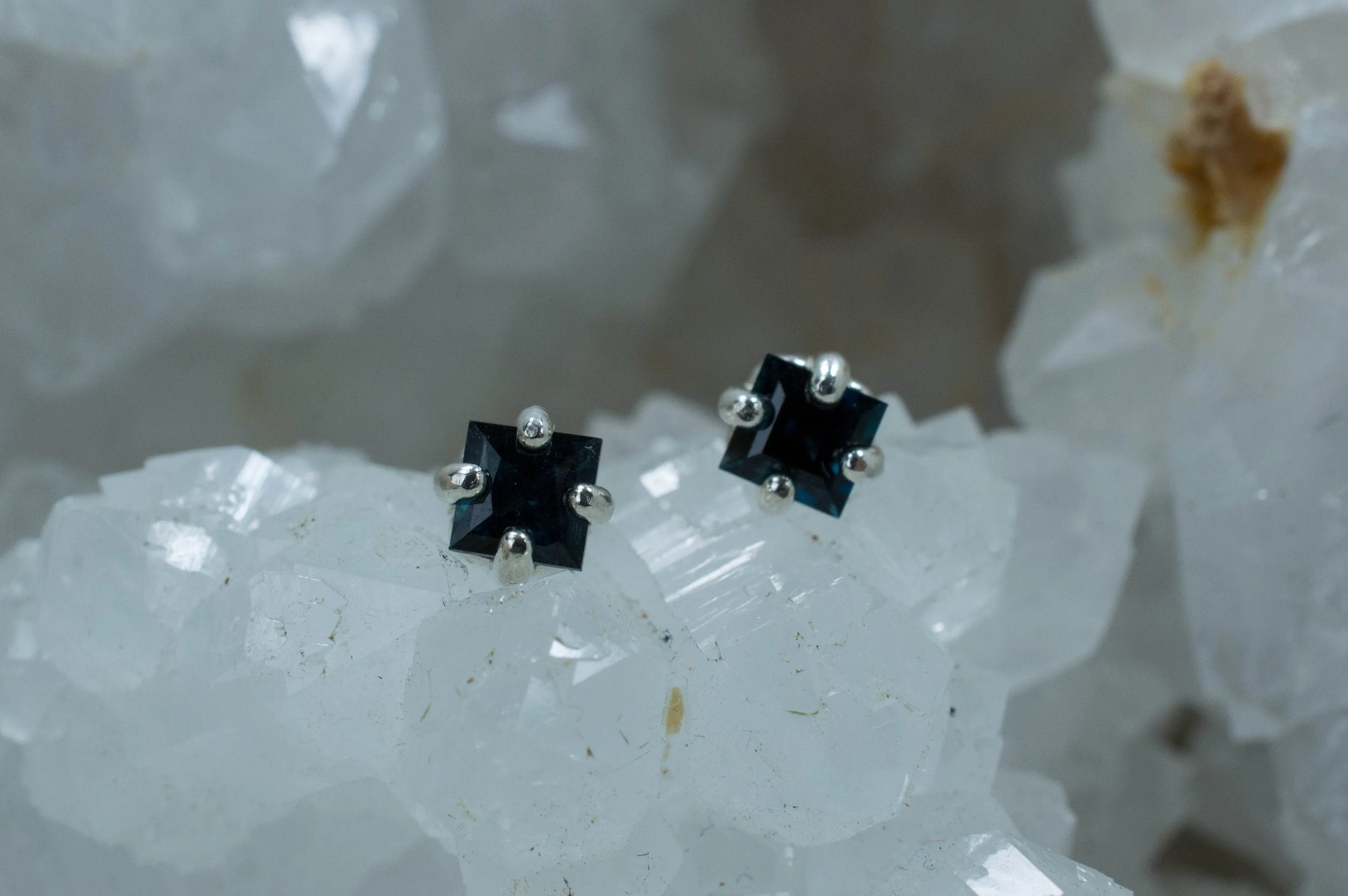 Indicolite Tourmaline Earrings; Genuine Untreated Brazilian Tourmaline