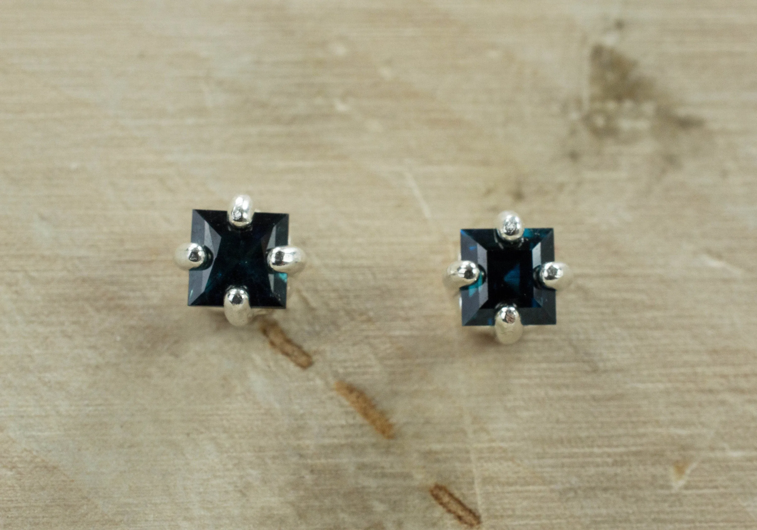 Indicolite Tourmaline Earrings; Genuine Untreated Brazilian Tourmaline