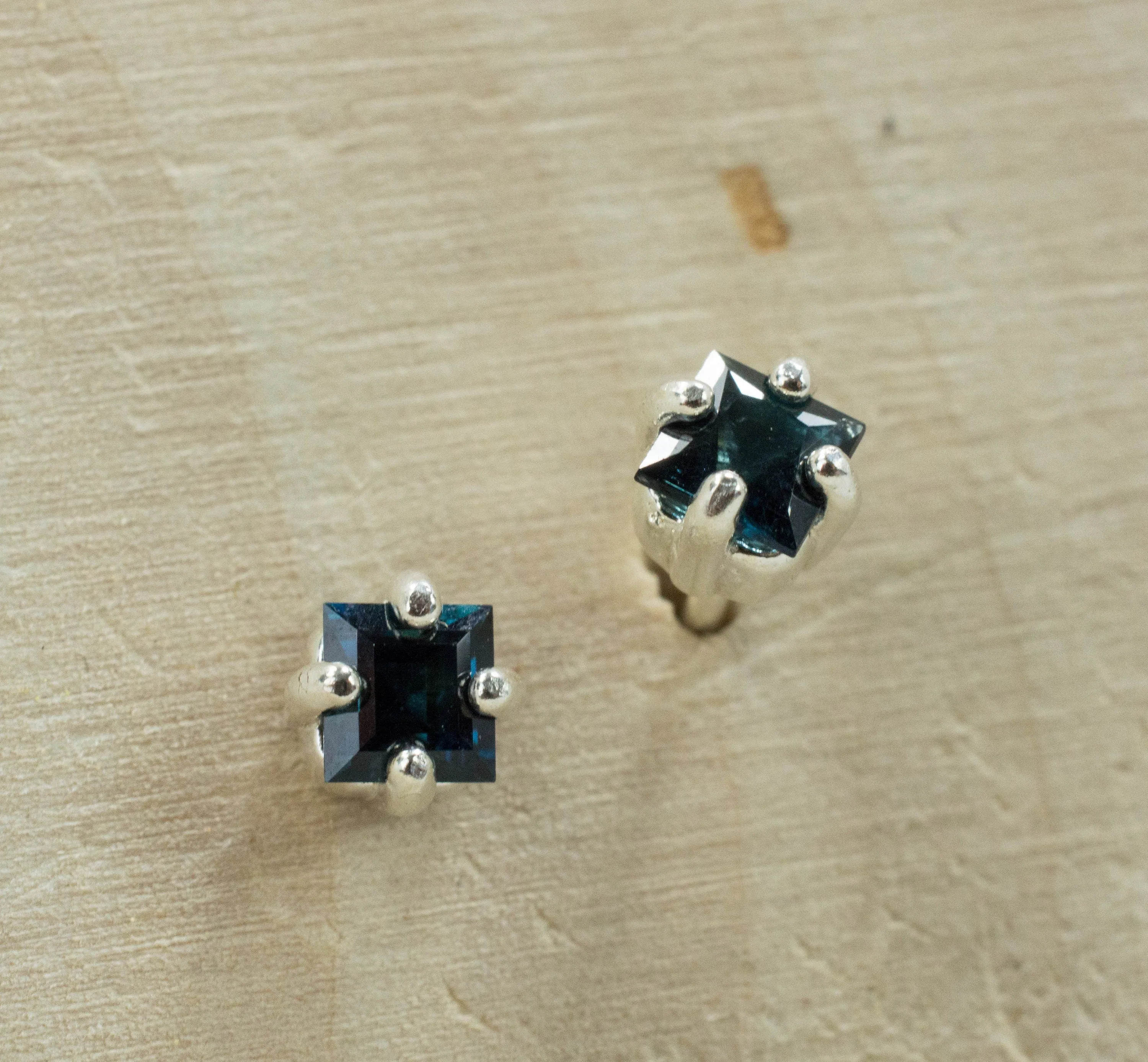 Indicolite Tourmaline Earrings; Genuine Untreated Brazilian Tourmaline