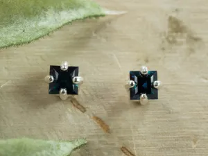 Indicolite Tourmaline Earrings; Genuine Untreated Brazilian Tourmaline