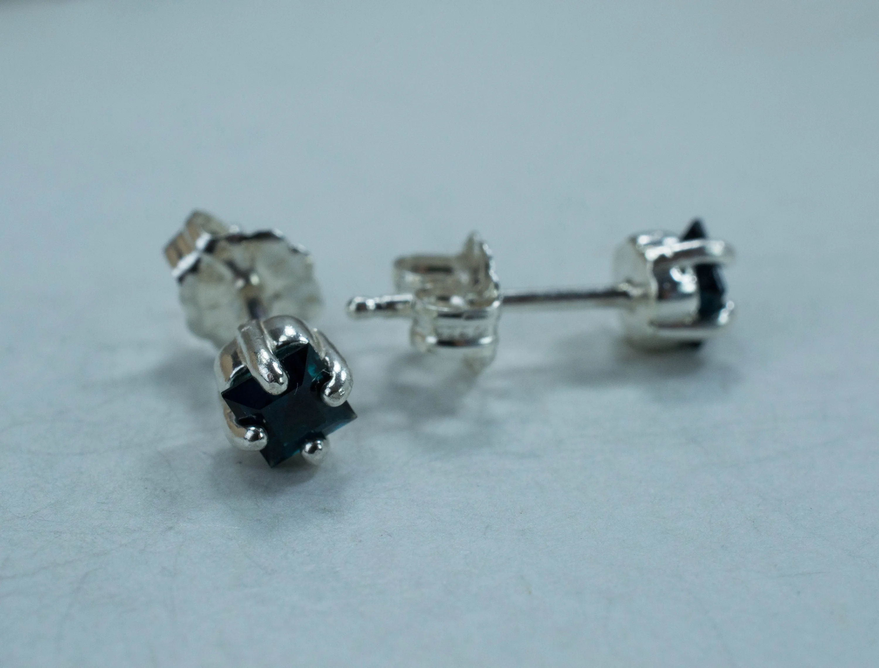 Indicolite Tourmaline Earrings; Genuine Untreated Brazilian Tourmaline