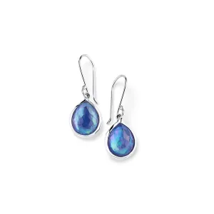 Ippolita Sterling Silver Rock Candy Mini Teardrop Earrings in Clear Quartz over MOP over Lapis Triplet